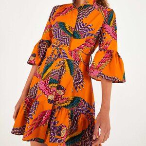 Farm Rio BEADED MACAWS MINI DRESS